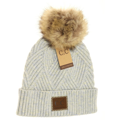 C.C. Large Patch Heathered Beanie