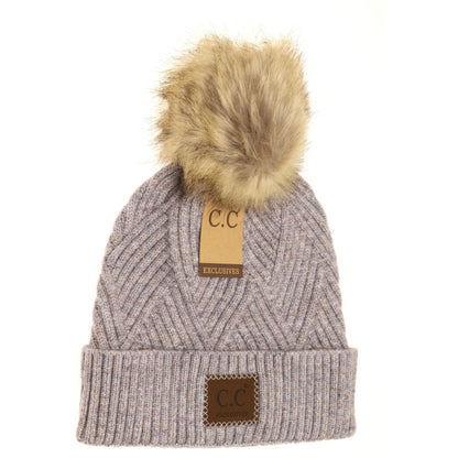 C.C. Large Patch Heathered Beanie