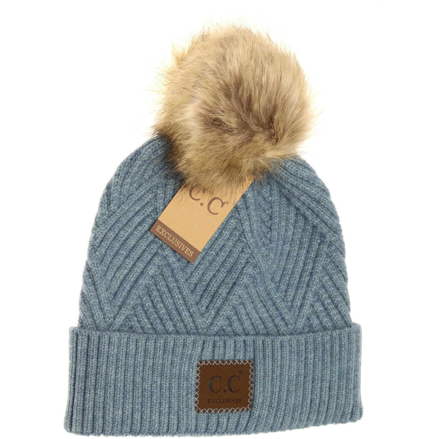 C.C. Large Patch Heathered Beanie