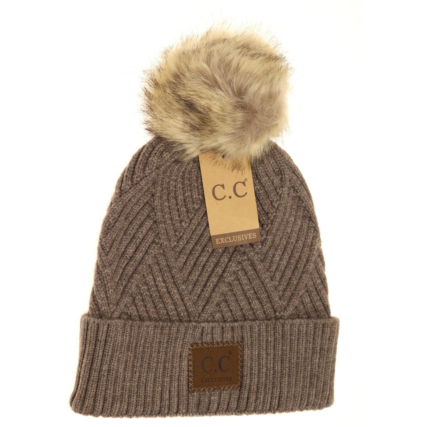 C.C. Large Patch Heathered Beanie