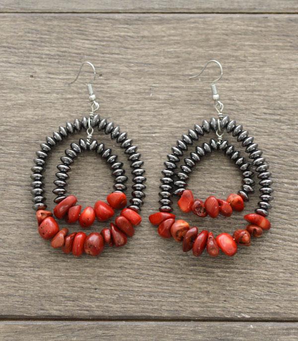 Circle Bead Stone Earrings