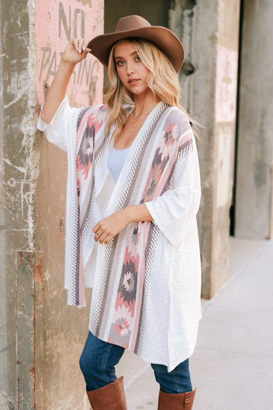 Blush Aztec kimono cardigan