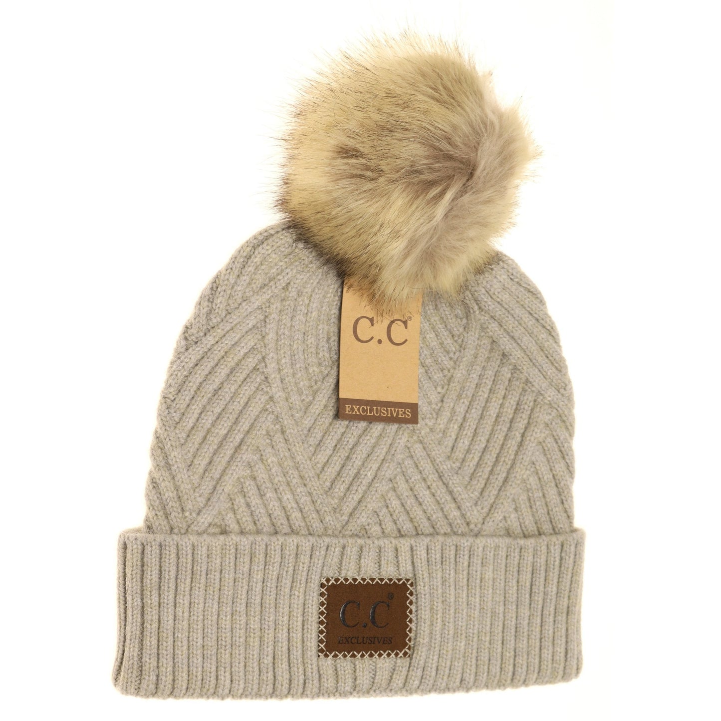 C.C. Large Patch Heathered Beanie