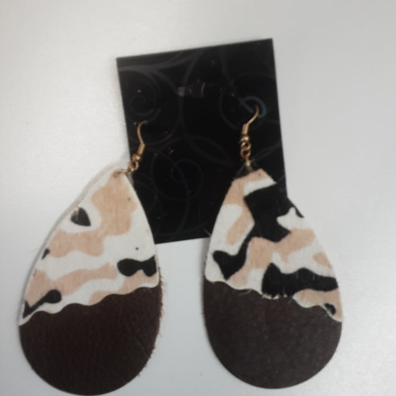 Brown Tear Drop with cream and black overlay