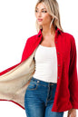 Solid corduroy button down fleece lined shacket
