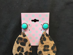 Leopard and Turquoise Earrings