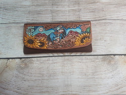 American Darling Magnetic Leather Wallet, hand painted