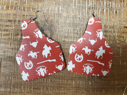 Red & White Western Tag Earrings