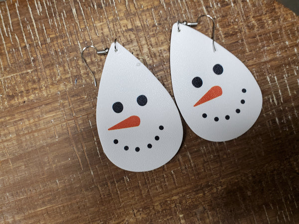 Tear Drop Snowman Earrings