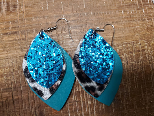 Turquoise Glitter Chateau Tear Drop Earrings