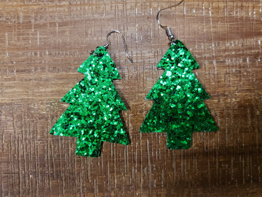 Glitter Christmas Tree Earrings