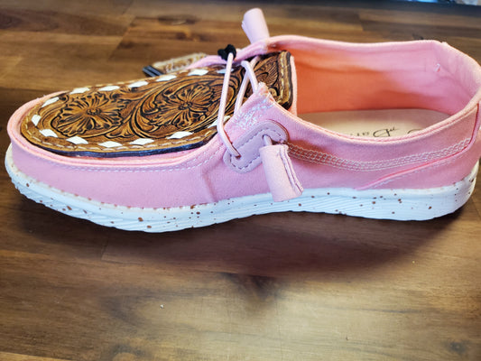 Pink American Darling Tooled Leather Shoes