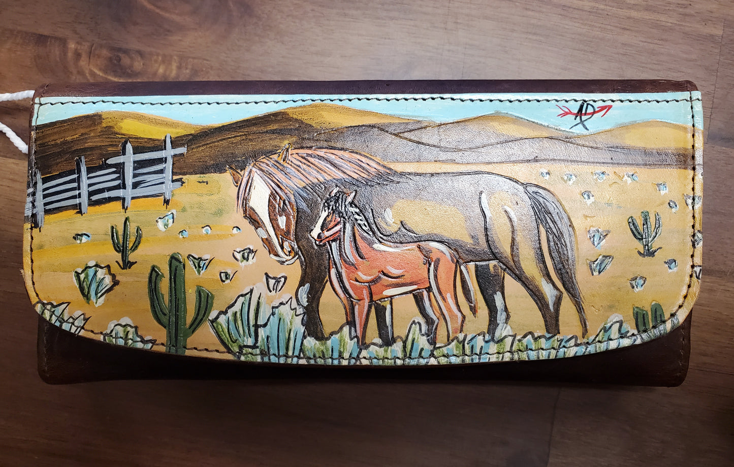 American Darling Tri Fold Hand Painted Wallets/Wristlest