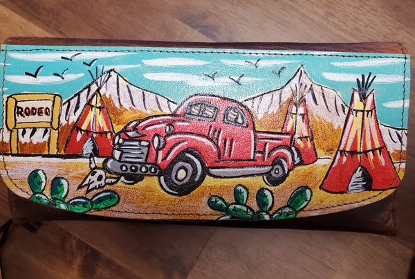 American Darling Tri Fold Hand Painted Wallets/Wristlest