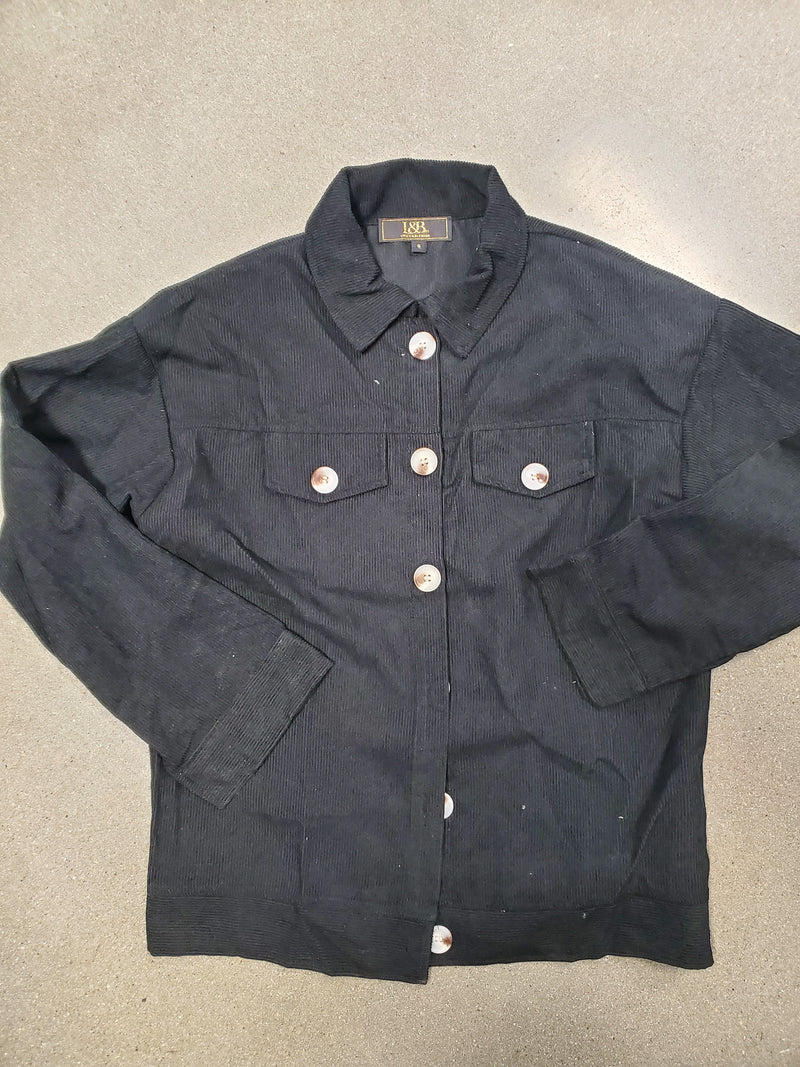 Soft Button Down Long Sleeve Corduroy Jacket