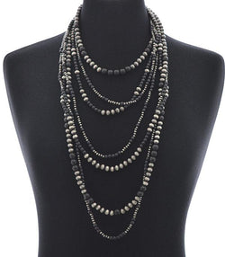 7 Strand Black and Grey Beaded Necklace