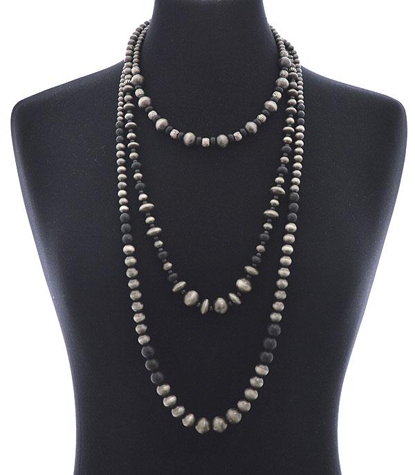 3 Strand Black and Silver Beaded Necklace