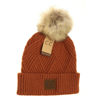 C.C. Large Patch Heathered Beanie