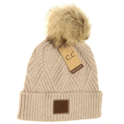 C.C. Large Patch Heathered Beanie