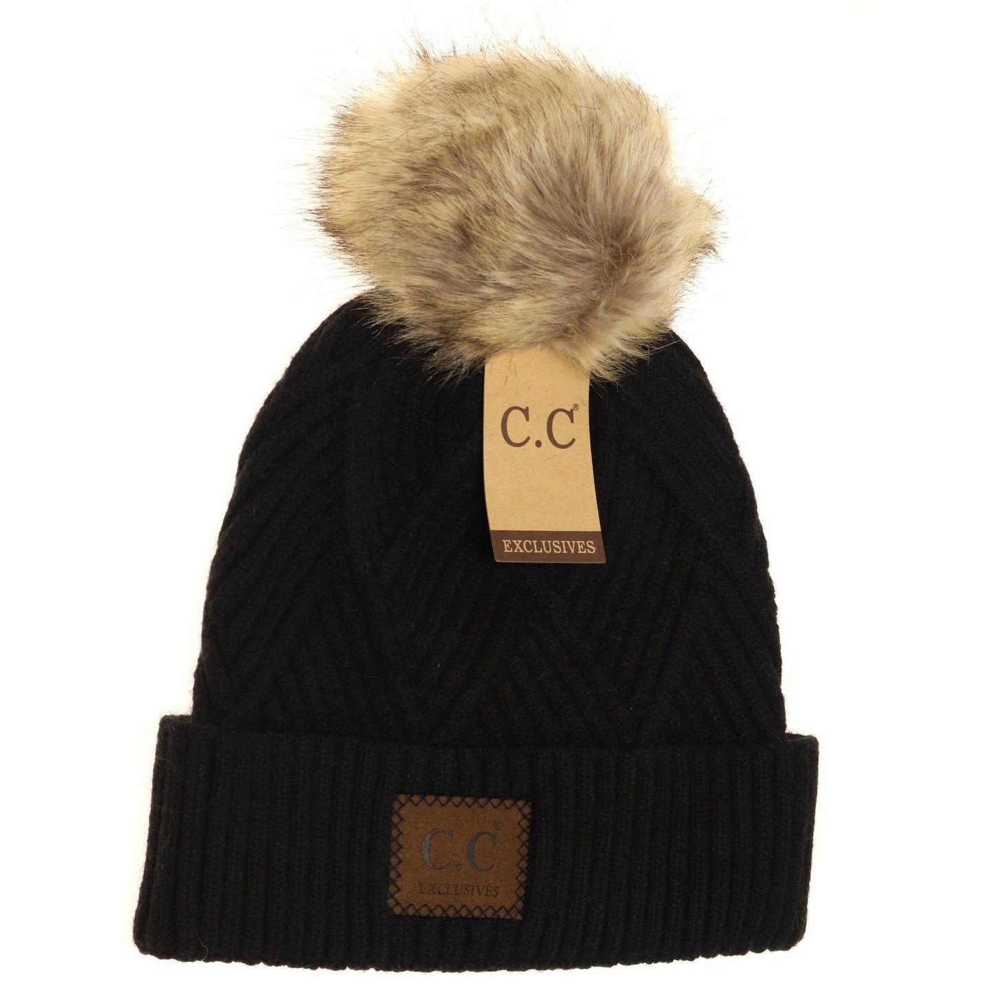 C.C. Large Patch Heathered Beanie