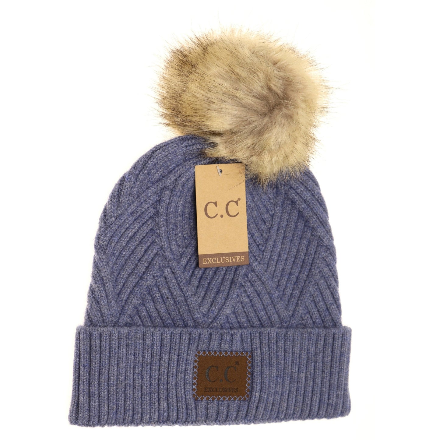 C.C. Large Patch Heathered Beanie