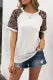 Leopard Print Crew Neck Short Sleeves Top