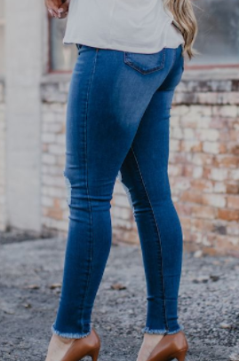 Mid Wash Skinny Jeans W Zipper