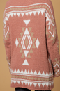 Aztec graphic knit soft cozy sweater cardigan
