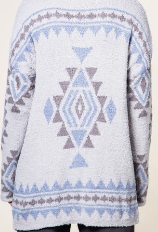 Aztec graphic knit soft cozy sweater cardigan