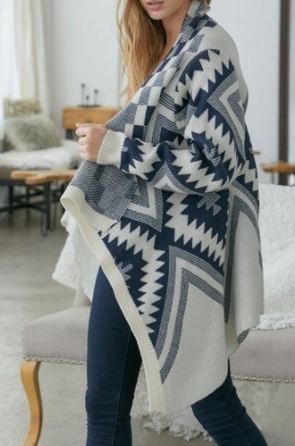 Geometrical Printed Knit Cardigan