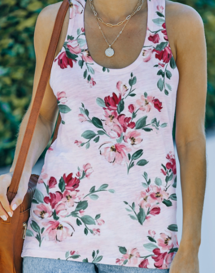 Casual Floral Print Graphic Tank Top