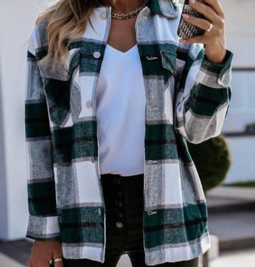 Print Long Sleeve Button Up Shacket