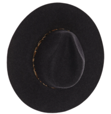 Leopard Trim Wool Felt Brim Hat