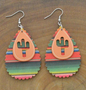 Aztec Tear Drop Cactus & Cross Earrings