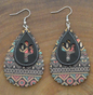 Aztec Tear Drop Cactus & Cross Earrings
