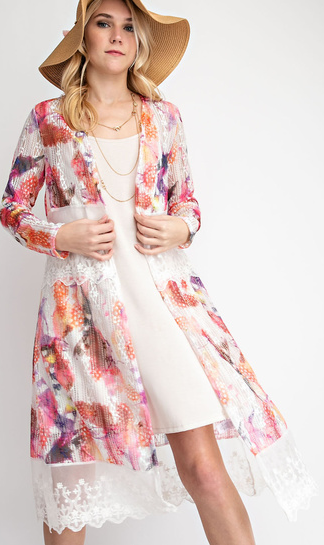 Multi Colored Lace Kimono