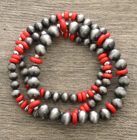 Red/Grey Beaded Braclet