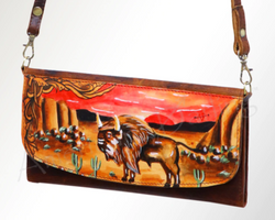 Magnetic Close Buffalo Leather Hand Painted Wallet