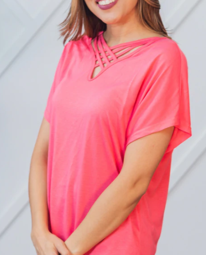 BASICALLY BLESSED V-NECK TOP