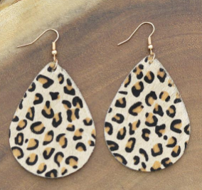 Tear Drop Leopard Earrings