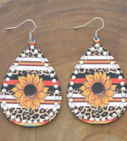 Metal Sunflower Earrings