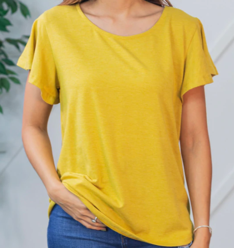 PORTO NEUTRAL SHORT SLEEVE TEE IN MUSTARD