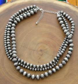 Navajo Pearl Bead Layered Necklace