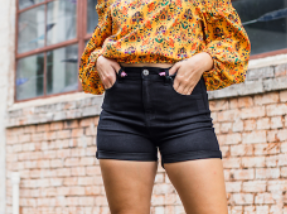 Black Wash High Rise Denim Shorts