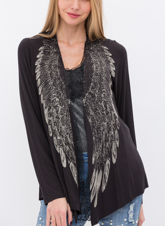 Long Sleeve Wing/Lace Cardigan