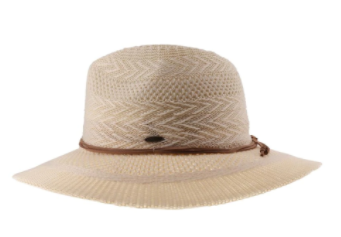 Knit Multi-Pattern C.C Panama Hat with Suede Cord
