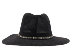 Knit Multi Thread Rhinestone Band Panama Hat