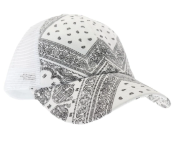 Paisley Bandana Mesh Back Criss Cross High Pony Ball Cap