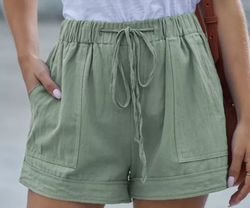 Sage Green Strive Pocketed Tencel Shorts