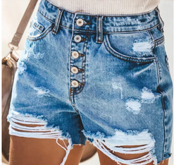 Light Blue Ripped Short Jeans